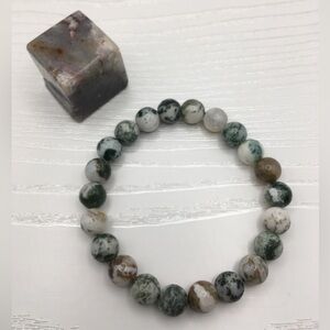 HANDCRAFTED Tree Agate Stretch Bracelet